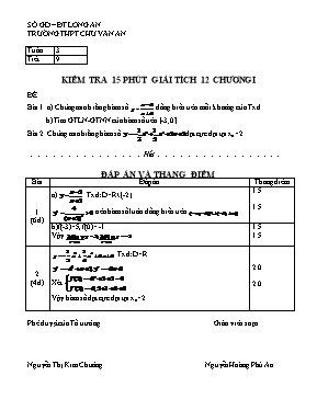Kiểm tra 15p chương 1 Giải tích 12 - Trường THPT Chu Văn An